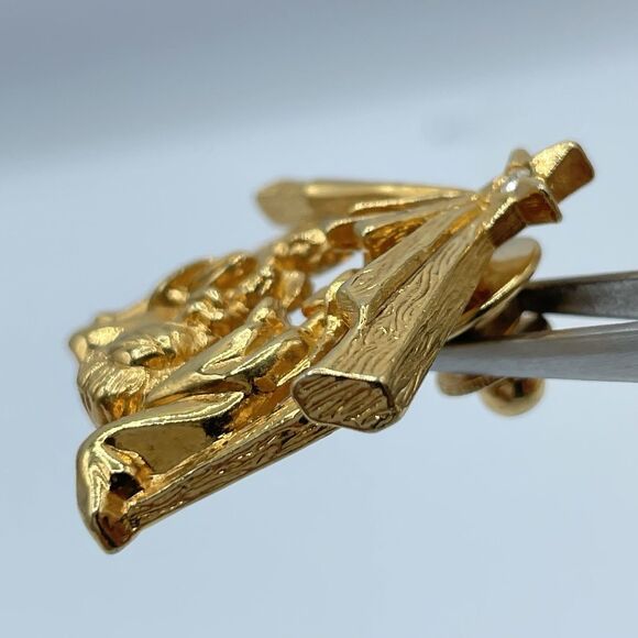 Vintage Christmas Nativity Scene Gold Tone Pin Brooch Rhinestone Classic - Picture 3 of 6